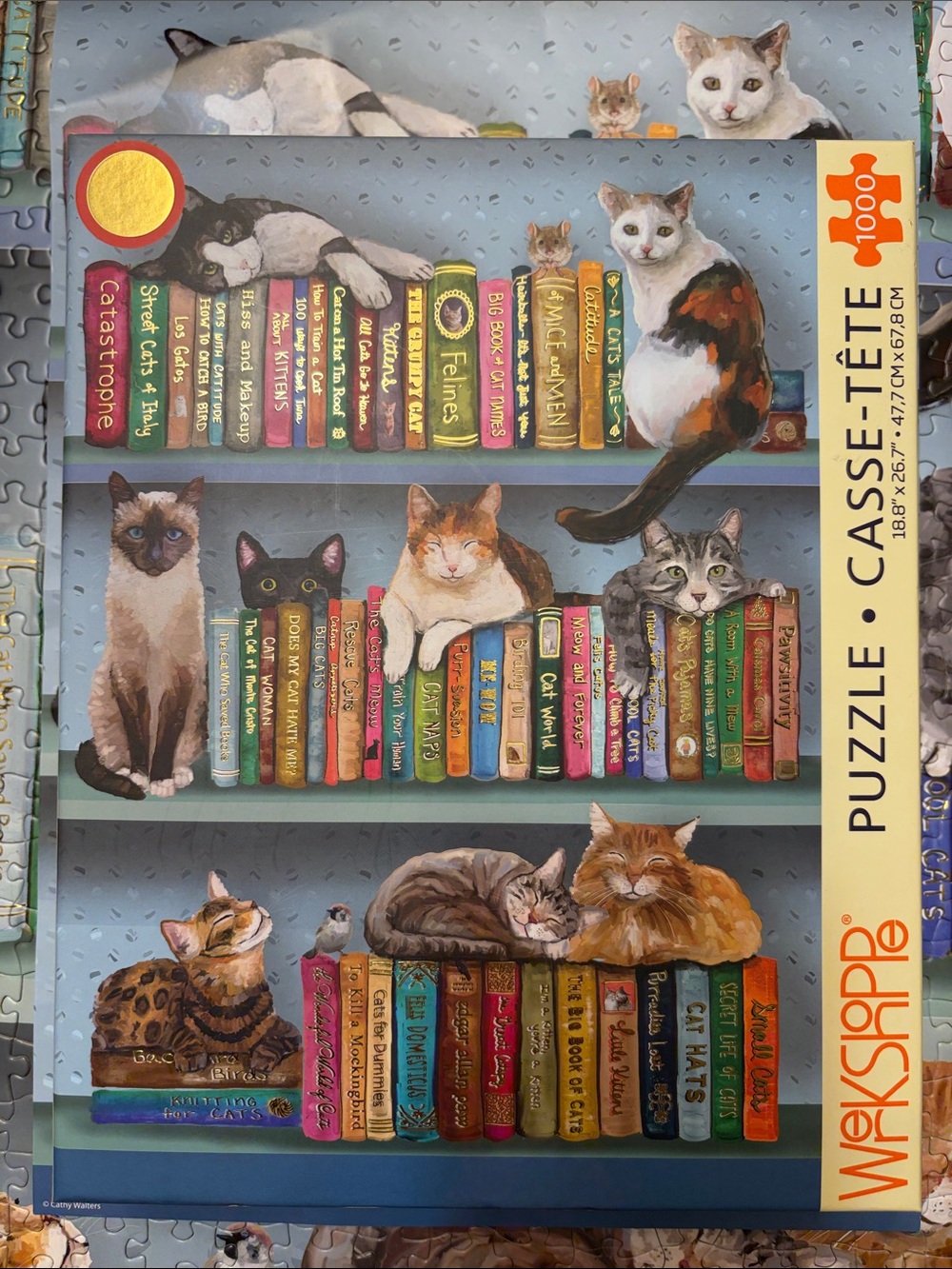 🧩 1000 piece Werkshoppe “Cats of Books” with poster. Complete.